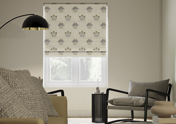 William Morris At Home Lily Flower Embroidery, Woad - Roman Blind - Image 3